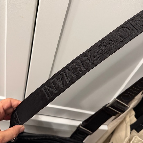 Emporio Armani Black Leather Messenger Bag - Picture 2 of 6